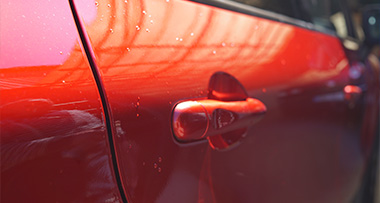 special effect pearlescent paint on a red car